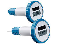 FreeTec 2er-Set digitale Solar-Teich & Poolthermometer, LCD-Anzeige, IPX7